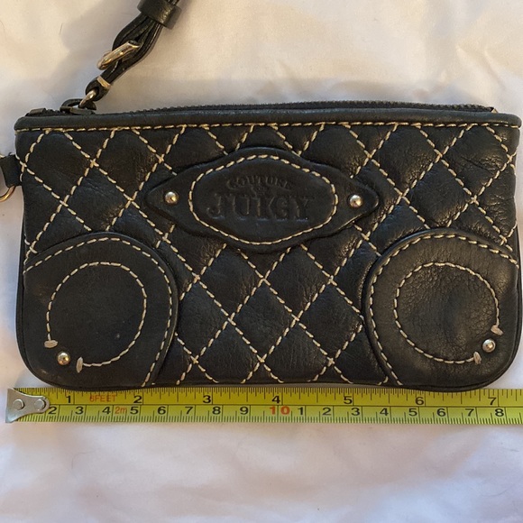 Y2K Juicy Couture Wristlet Black Leather Quilted - Picture 12 of 14
